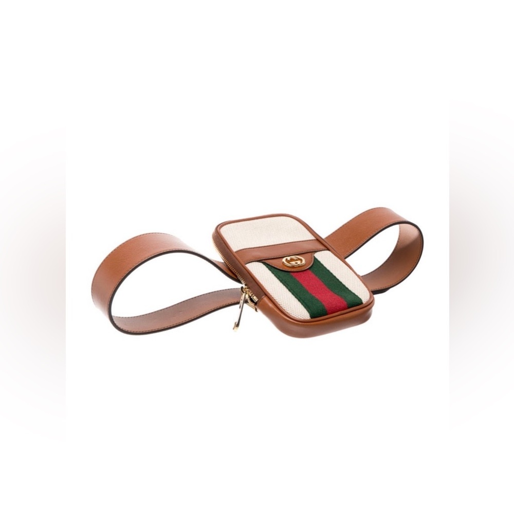 NIB Gucci Canvas and Leather Striped Belt Bag - Picture 5 of 10